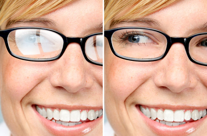 Lunettes avec et sans revêtement de lentille antireflet