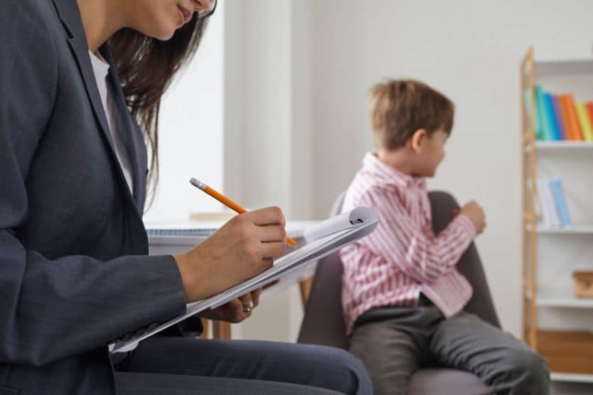 Child looking way in Psychologist office