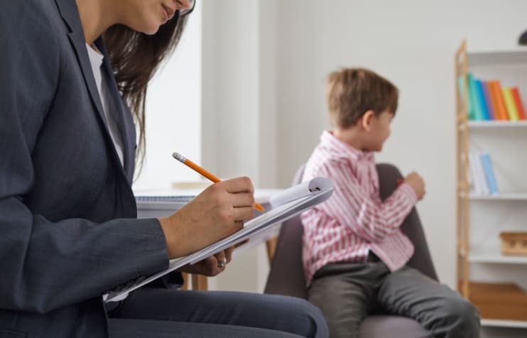 Child looking way in Psychologist office
