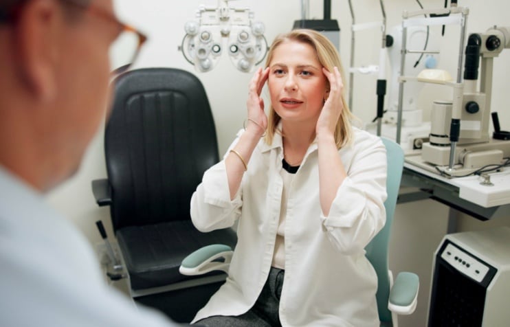 Woman in an eye doctor's office Woman in an eye doctor's office