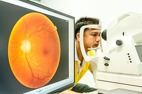 Retinal exam using a fundus camera