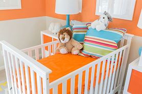 baby's nursery in contrasting colors