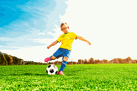 child with myopia wearing glasses and playing soccer child with myopia wearing glasses and playing soccer