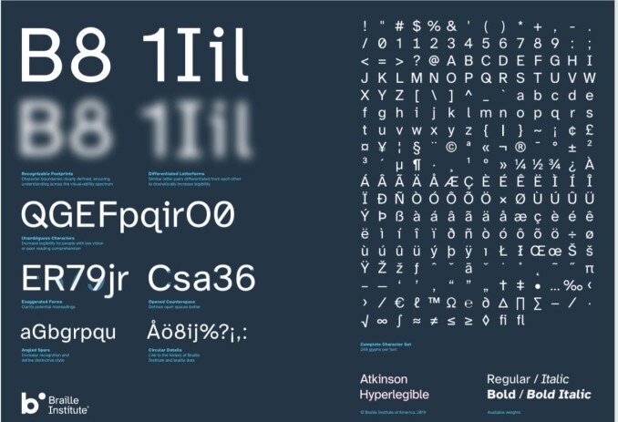 This is an image showing a new Braille Institute typeface for those with low vision. This is an image showing a new Braille Institute typeface for those with low vision.