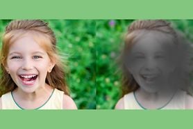 normal view of child; view with macular degeneration (AMD)