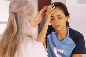 teenage girl with a head injury and intermittent diplopia (double vision)