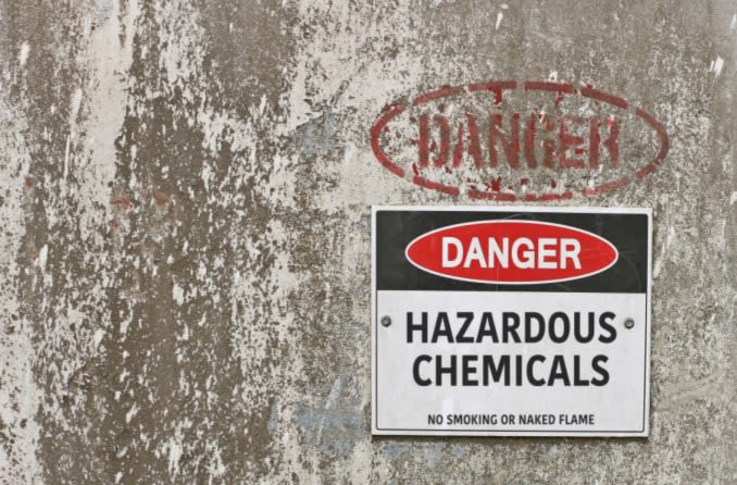 danger sign with hazardous chemicals danger sign with hazardous chemicals