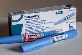 Ozempic semaglutide injection pens and box.