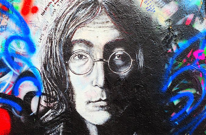 street art portrait of john lennon wearing round glasses street art portrait of john lennon wearing round glasses