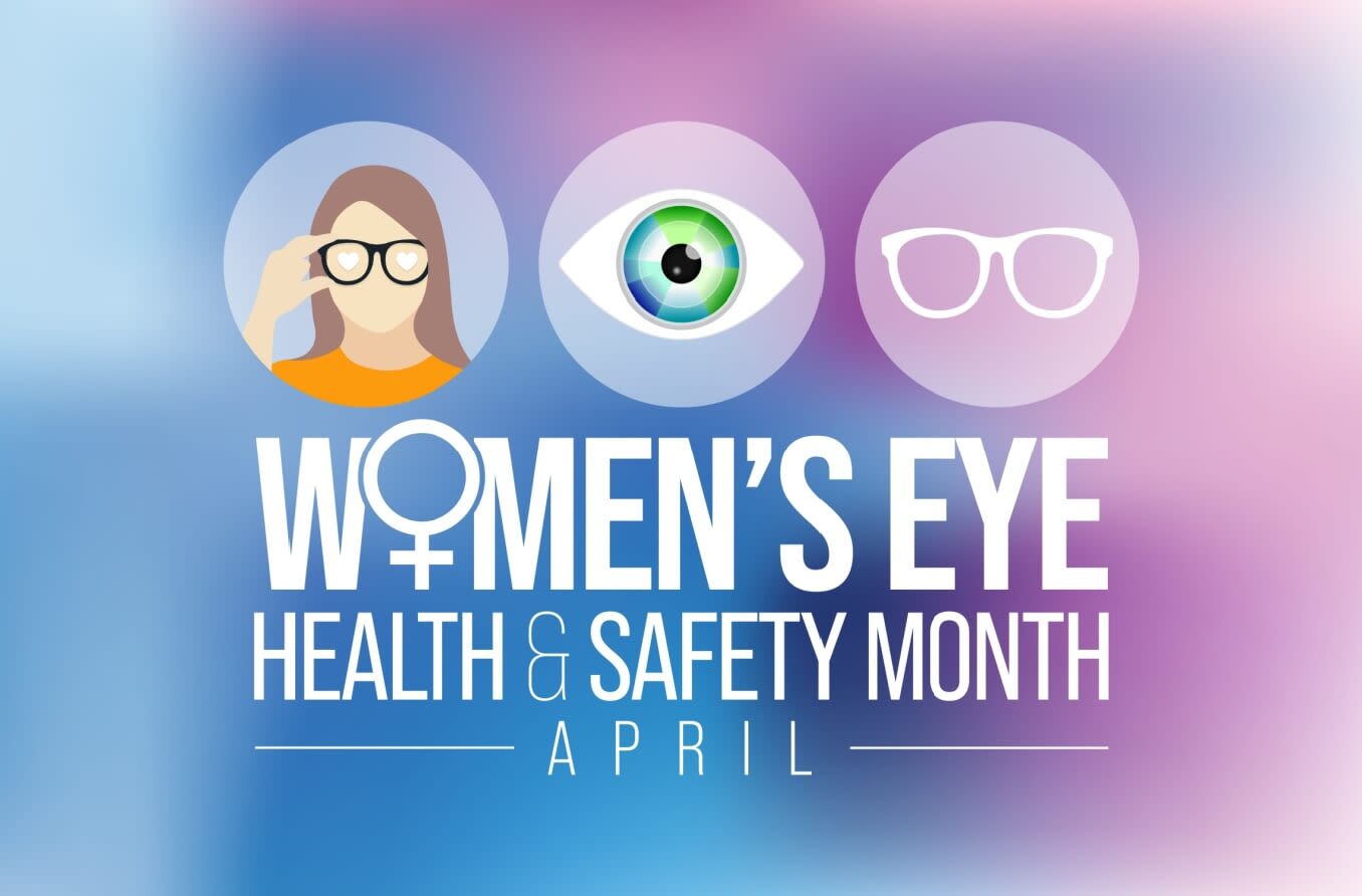 Banner for women's eye health and safety month. Banner for women's eye health and safety month.