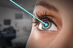 woman receiving lasik enhancement