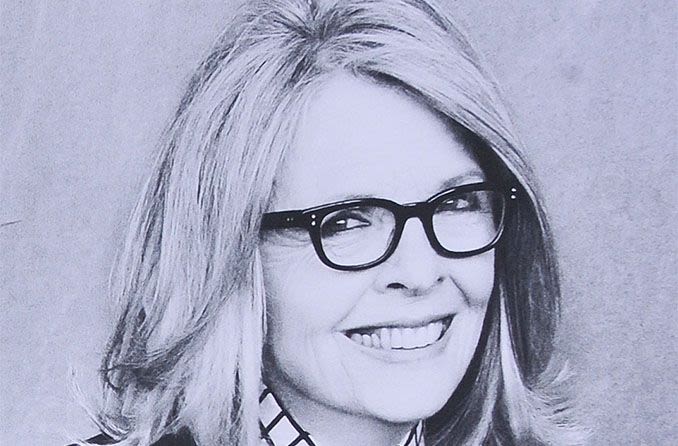 Diane Keaton wearing wayfarer eyeglasses Diane Keaton wearing wayfarer eyeglasses