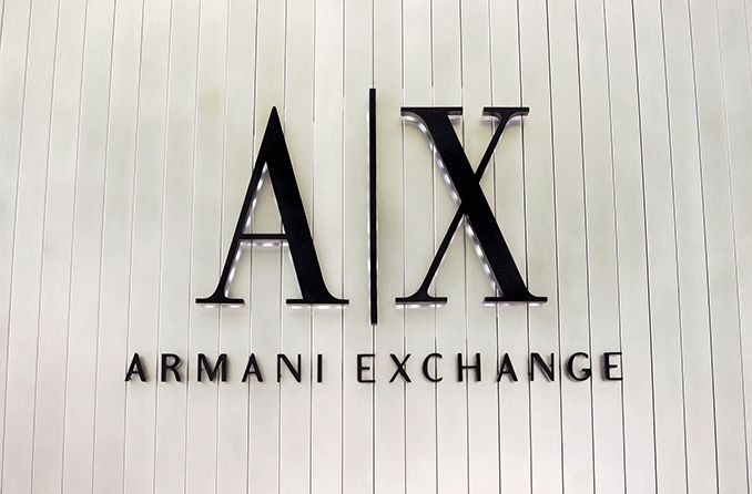 Armani Exchange logo on a retail store Armani Exchange logo on a retail store