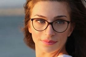 woman wearing discount glasses