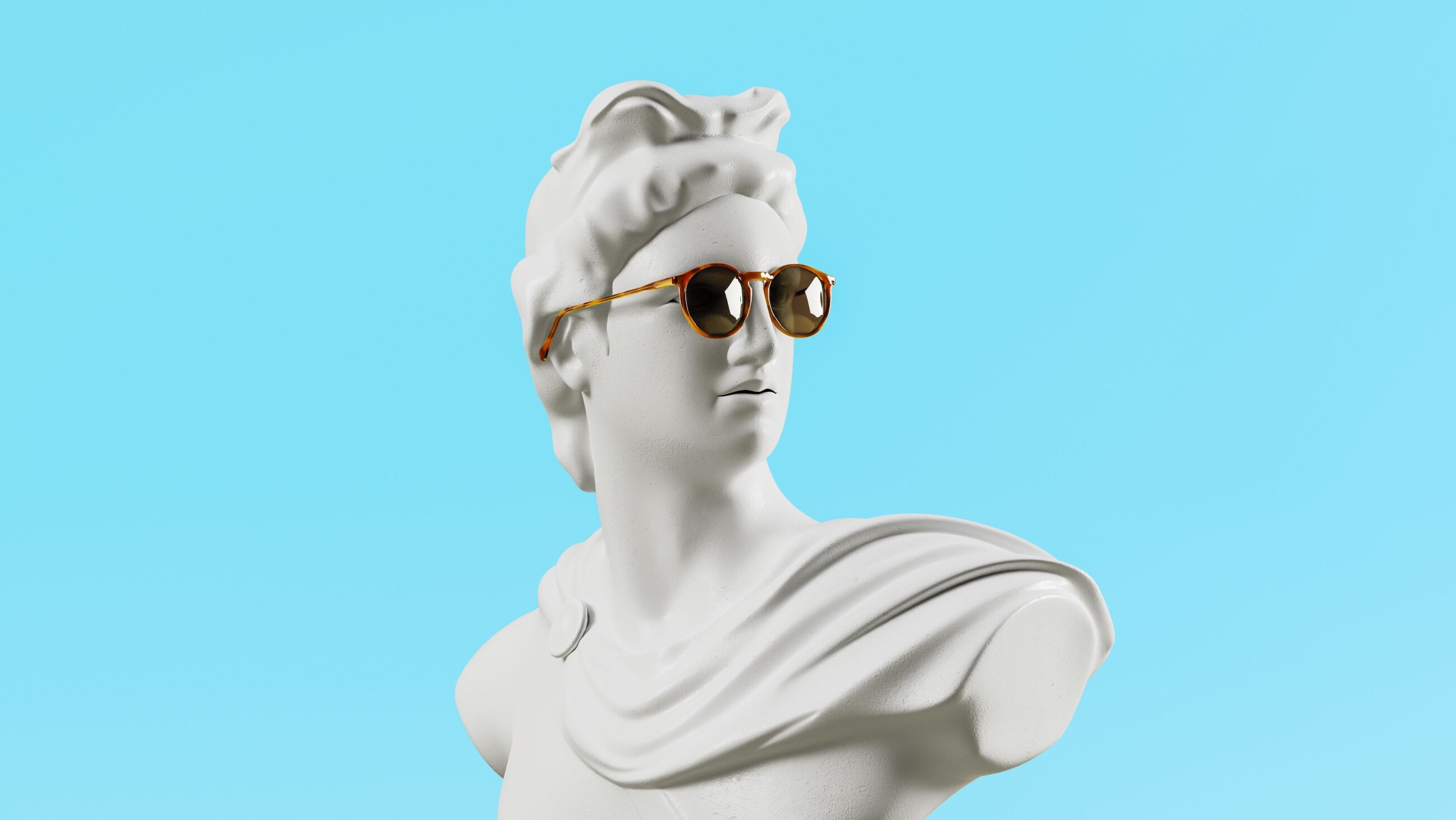 Greek statue wearing sunglasses